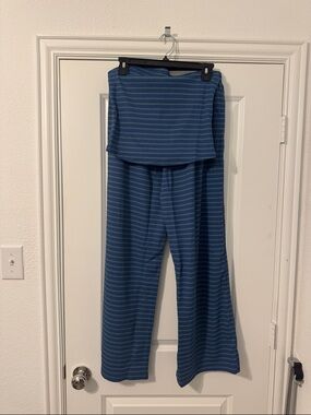 Blue Striped Wide-Leg set with Tube Top